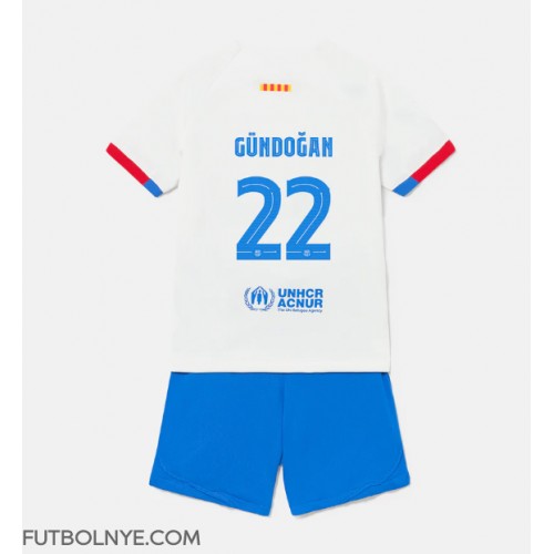 Camiseta Barcelona Ilkay Gundogan #22 Visitante Equipación para niños 2023-24 manga corta (+ pantalones cortos)